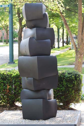 Tom Joyce, cast iron, sculpture, Hill Gallery - STACK III - Forged stainless steel - 84 x 33 x 32 - 8,556 lbs. - Photo  Hill Gallery